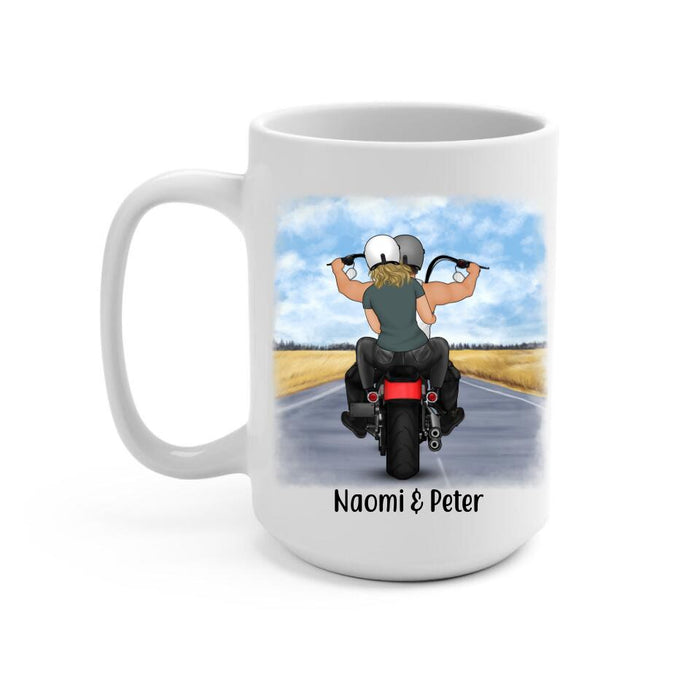 Couple & Friends On Motorcycle - Personalized Mug For Couples, Friends, Him, Her, Motorcycle Lovers