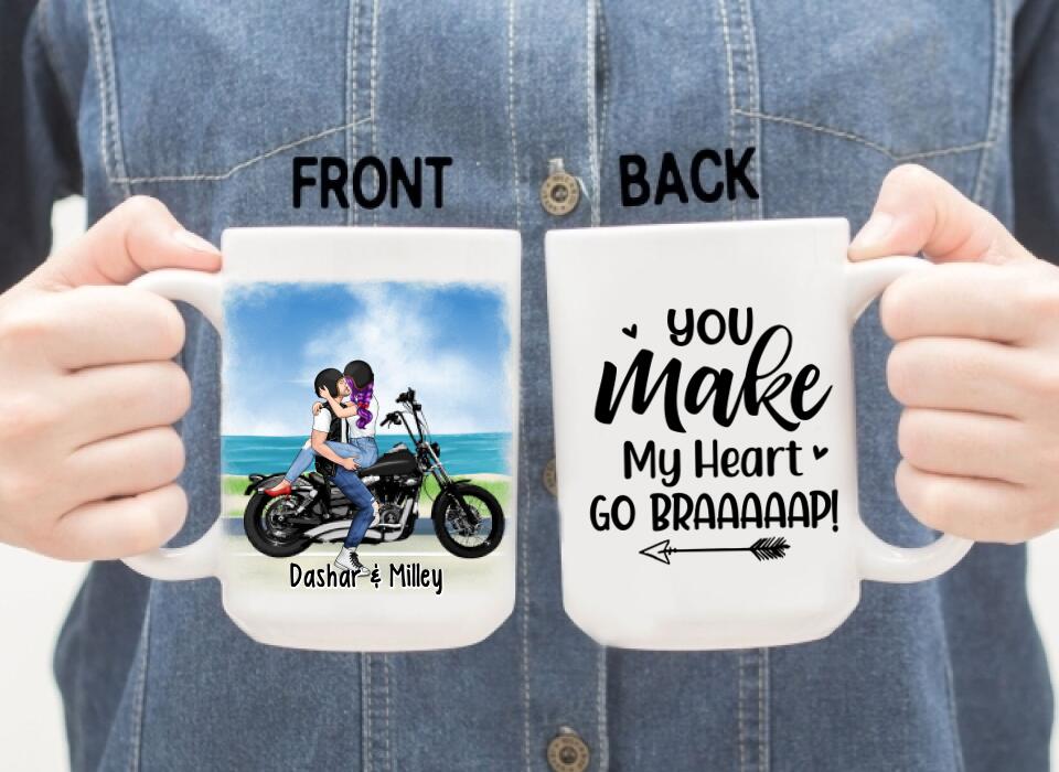 Kissing Motorcycle Couple - Personalized Mug For Him, For Her, Motorcycle Lovers