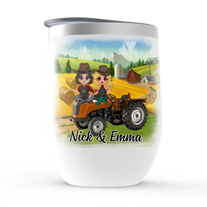 Farming Partners For Life - Personalized Wine Tumbler For Couples, Him, Her, Farmer