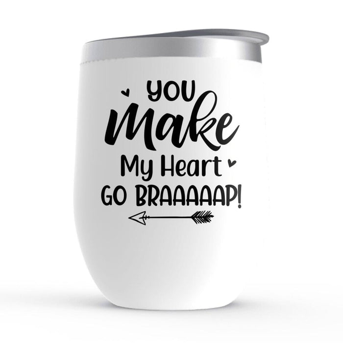 Kissing Motorcycle Couple - Personalized Wine Tumbler For Him, For Her, Motorcycle Lovers