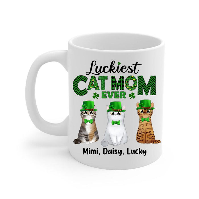 Luckiest Cat Mom Ever - Personalized Mug For Cat Mom, St. Patrick's Day