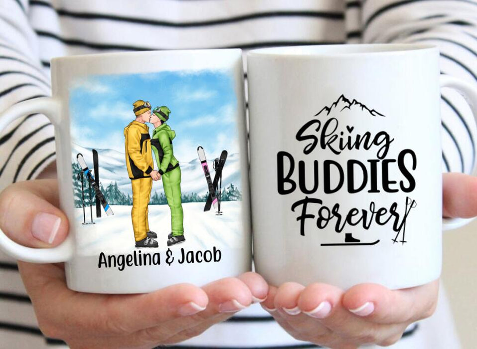 Skiing Buddies Forever - Personalized Mug For Couples, For Him, For Her, Skiing