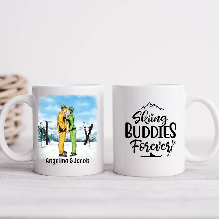 Skiing Buddies Forever - Personalized Mug For Couples, For Him, For Her, Skiing