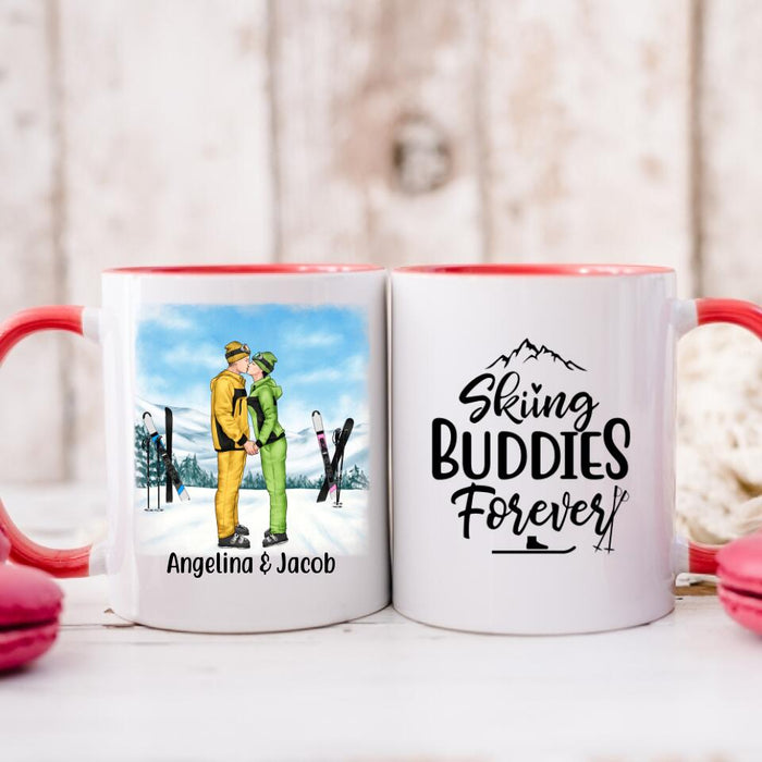 Skiing Buddies Forever - Personalized Mug For Couples, For Him, For Her, Skiing