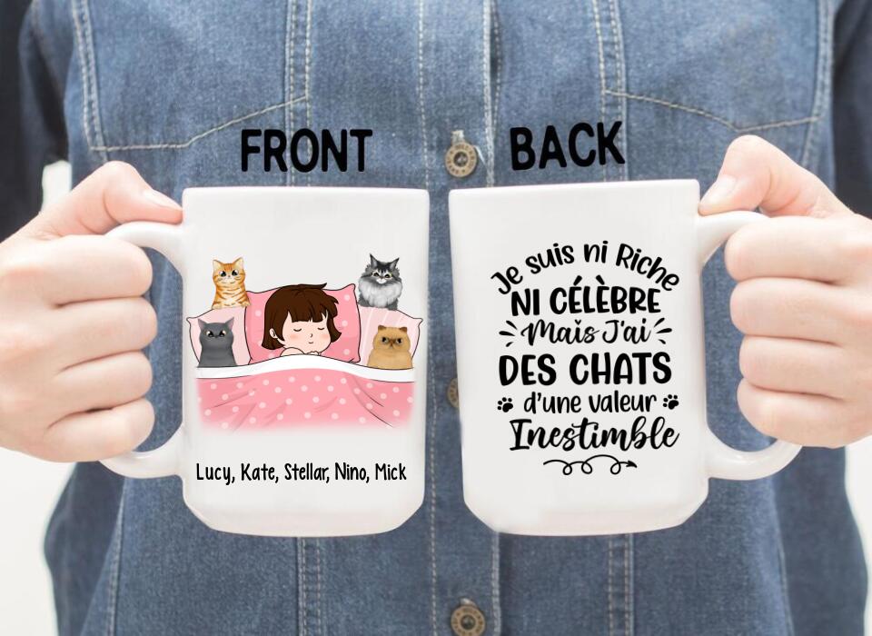 Je Suis Ni Riche Ni Célèbre Mais J'ai Des Chats - Personalized Mug For Him, Her, Cat Lovers