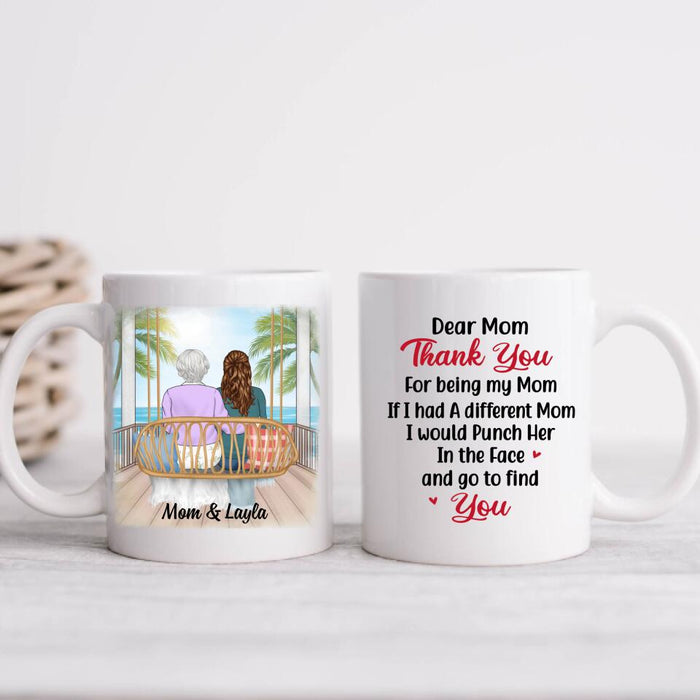 Thank You For Being My Mom Sitting On Swing - Personalized Mug For Mom, Mother's Day