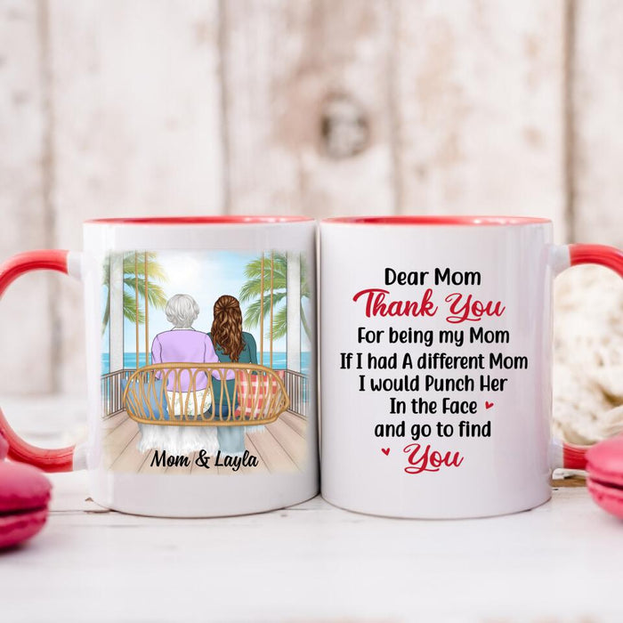 Thank You For Being My Mom Sitting On Swing - Personalized Mug For Mom, Mother's Day