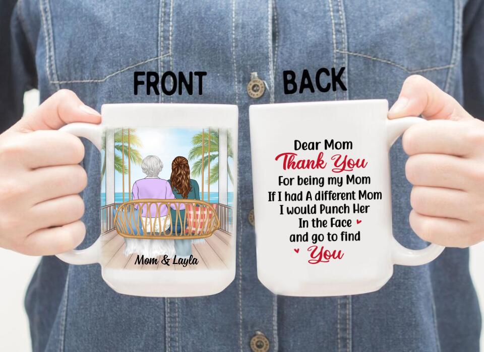 Thank You For Being My Mom Sitting On Swing - Personalized Mug For Mom, Mother's Day