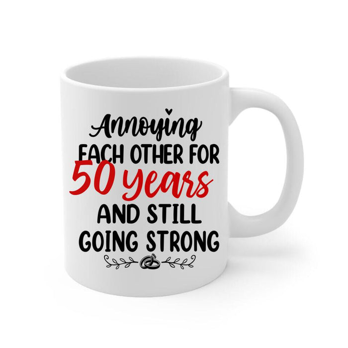 Chibi Older Couple Annoying Each Other For - Personalized Mug For Couples, Her, Him, Anniversary