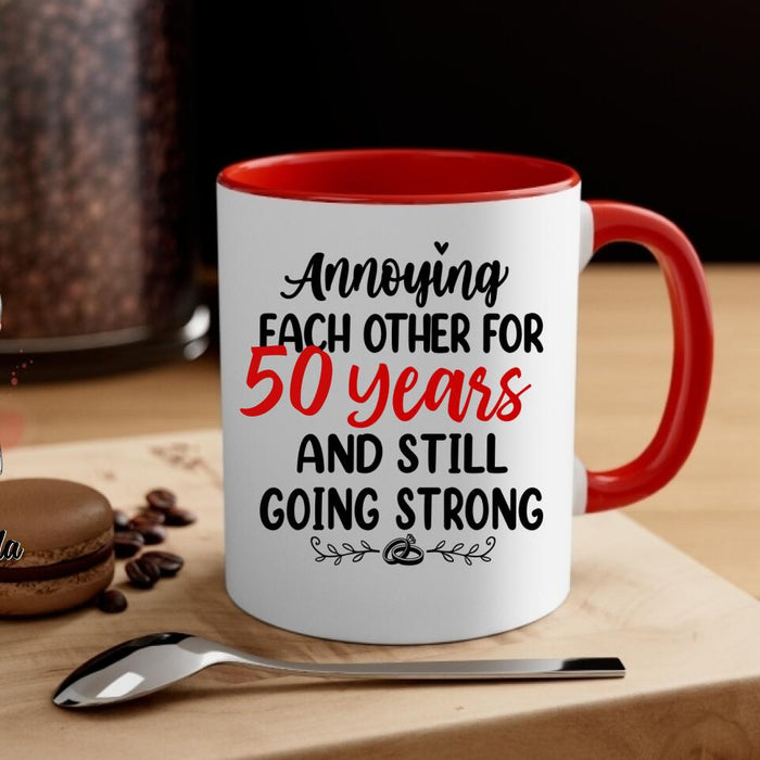 Chibi Older Couple Annoying Each Other For - Personalized Mug For Couples, Her, Him, Anniversary