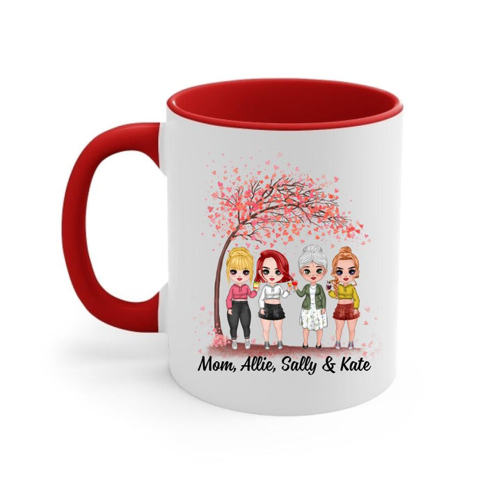 Up To 3 Daughters The Love Between A Mom And Daughters - Personalized Mug For Her, Mom, Daughter