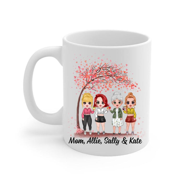 Up To 3 Daughters The Love Between A Mom And Daughters - Personalized Mug For Her, Mom, Daughter