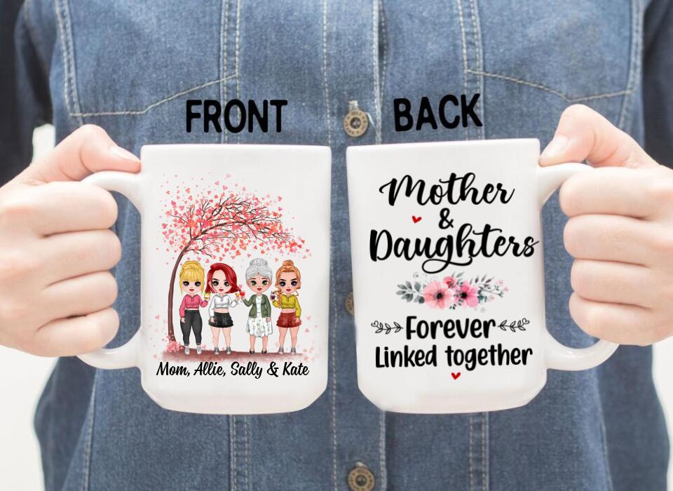 Up To 3 Daughters The Love Between A Mom And Daughters - Personalized Mug For Her, Mom, Daughter