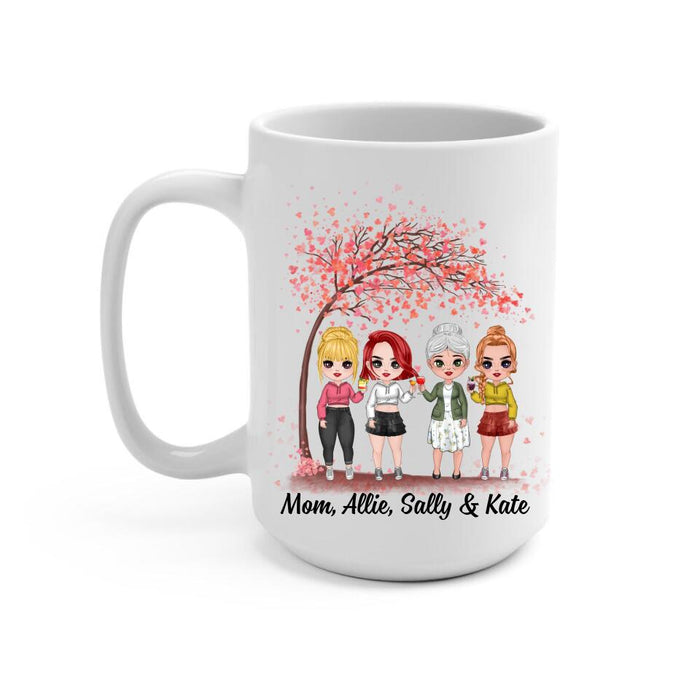 Up To 3 Daughters The Love Between A Mom And Daughters - Personalized Mug For Her, Mom, Daughter