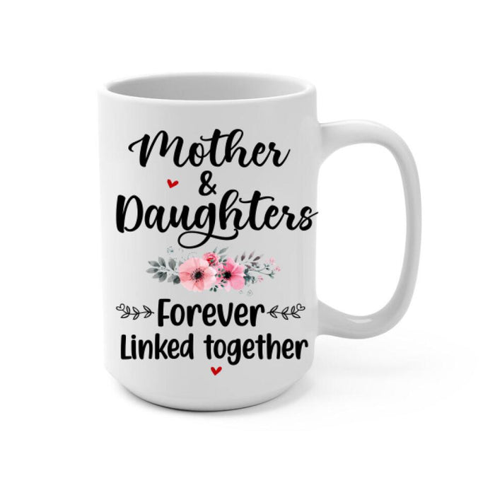 Up To 3 Daughters The Love Between A Mom And Daughters - Personalized Mug For Her, Mom, Daughter