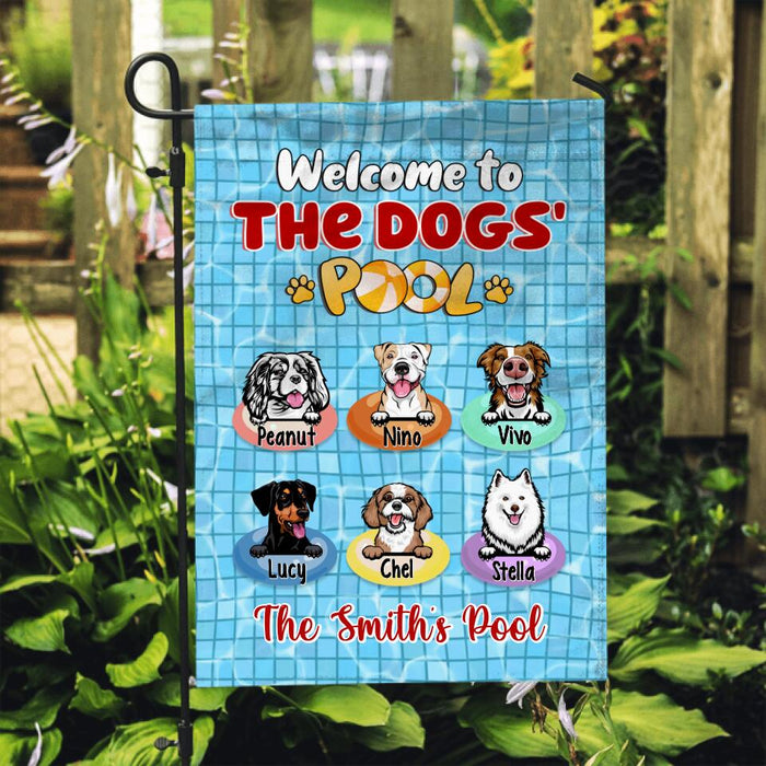 Welcome To The Dogs' Pool - Personalized Garden Flag For Him, Her, Dog Lovers