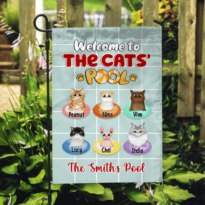 Welcome To The Cats' Pool - Personalized Garden Flag For Him, Her, Cat Lovers