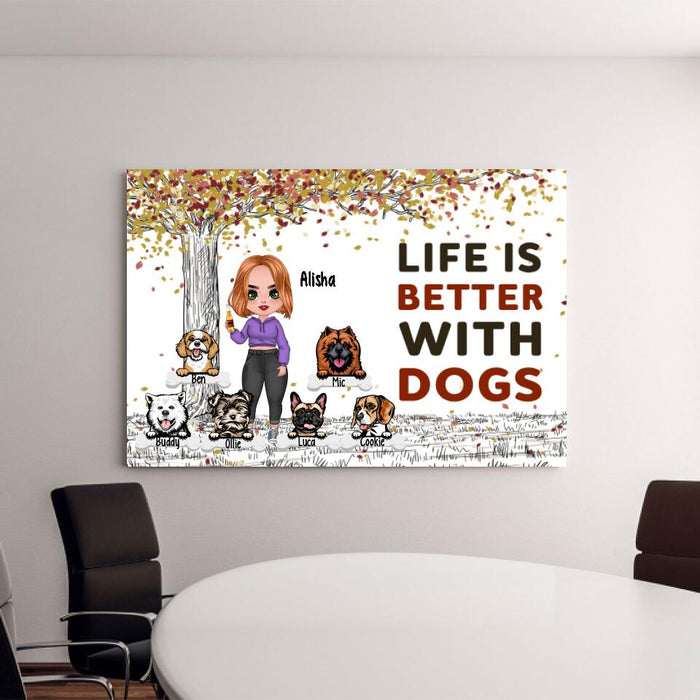 Up To 6 Dogs Just A Girl Who Loves Dogs - Personalized Canvas For Her, Dog Mom, Dog Lovers