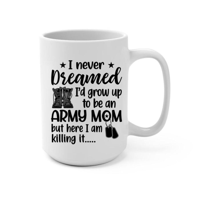 I Never Dreamed I'd Grow Up To Be An Army Mom - Personalized Mug For Mom, Military