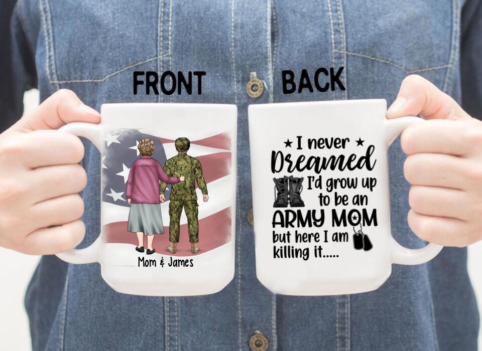 I Never Dreamed I'd Grow Up To Be An Army Mom - Personalized Mug For Mom, Military