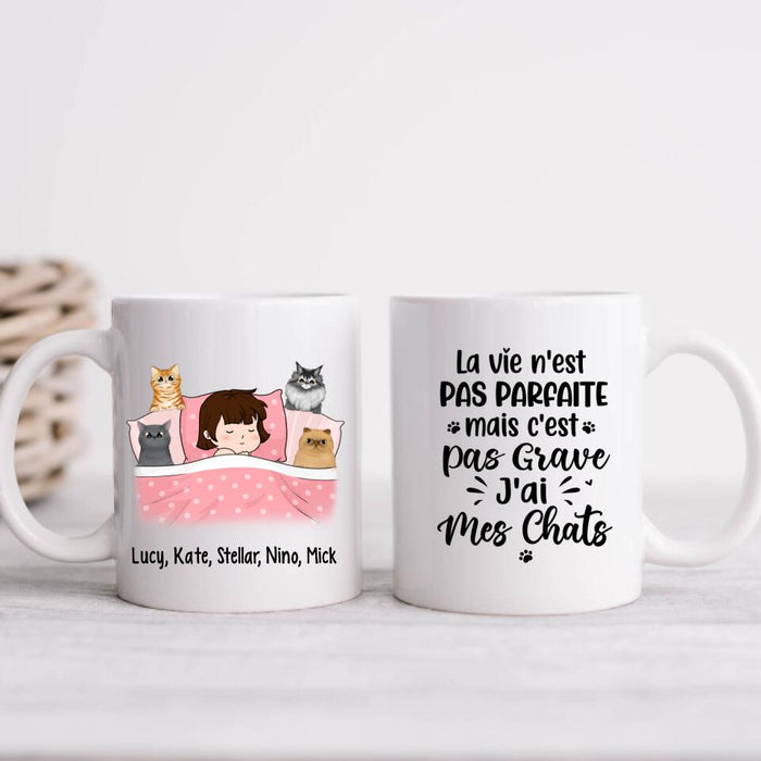 La Vie N'est Pas Parfaite Mais C'est Pas Grave J'ai Mes Chats - Personalized Mug For Him, Her, Cat Lovers