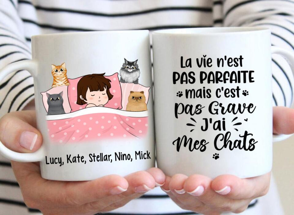 La Vie N'est Pas Parfaite Mais C'est Pas Grave J'ai Mes Chats - Personalized Mug For Him, Her, Cat Lovers