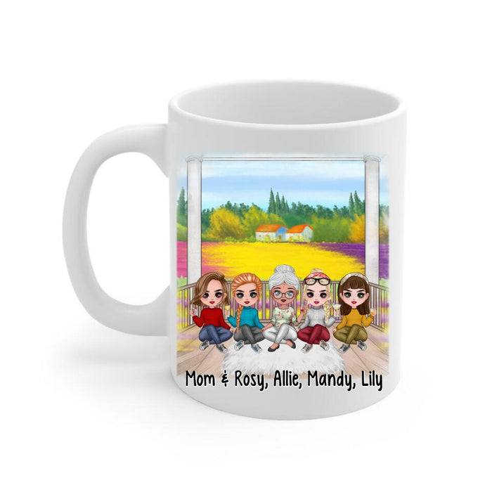 Up To 4 Daughters Mother And Daughters Forever Linked Together - Personalized Mug For Mom, Daughters