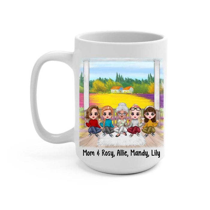 Up To 4 Daughters Mother And Daughters Forever Linked Together - Personalized Mug For Mom, Daughters