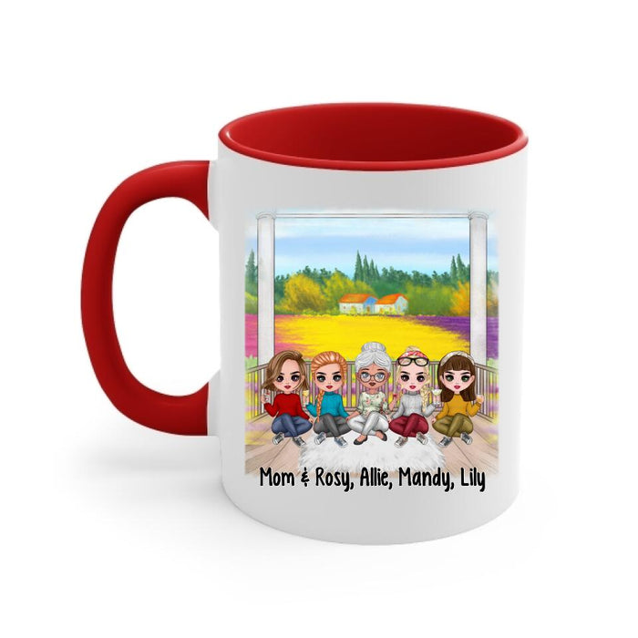 Up To 4 Daughters Mother And Daughters Forever Linked Together - Personalized Mug For Mom, Daughters