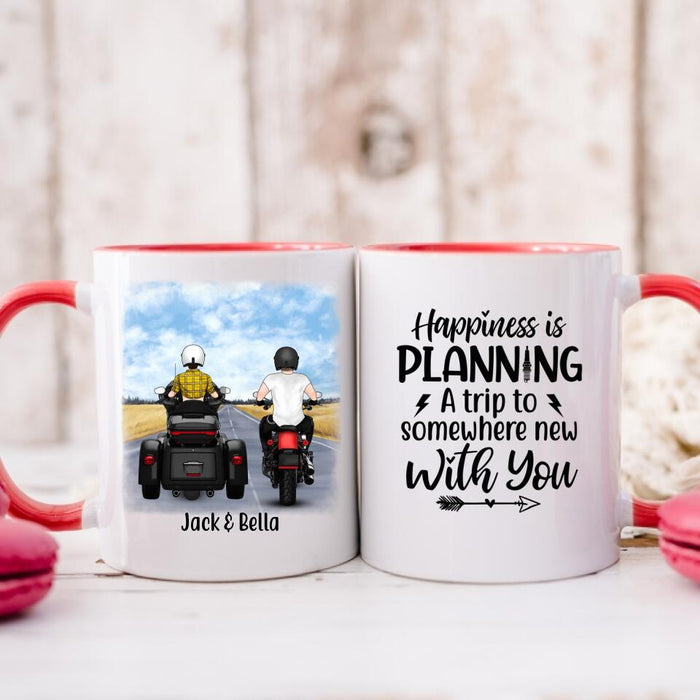 No Road Is Too Long When You Have A Good Company - Personalized Mug For Couples, Motorcycle Lovers