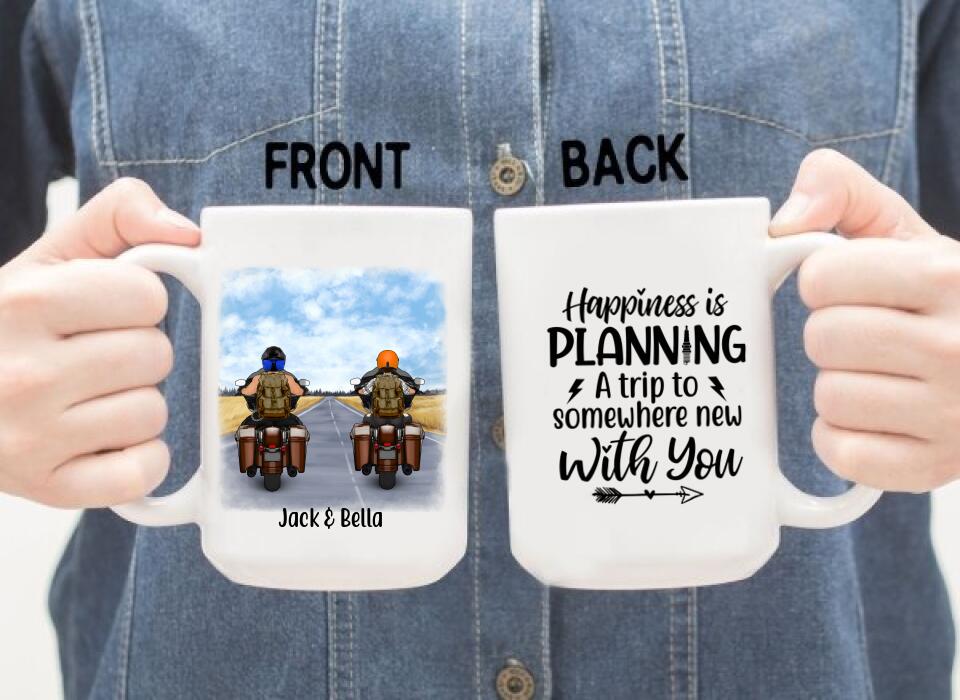 Personalized Mug, Travelling By Motorcycle Partners, Motorcycle Touring, Gift for Motorcycle and Travelling Lovers