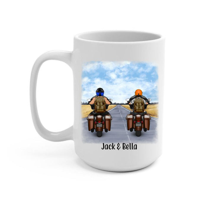 Personalized Mug, Travelling By Motorcycle Partners, Motorcycle Touring, Gift for Motorcycle and Travelling Lovers