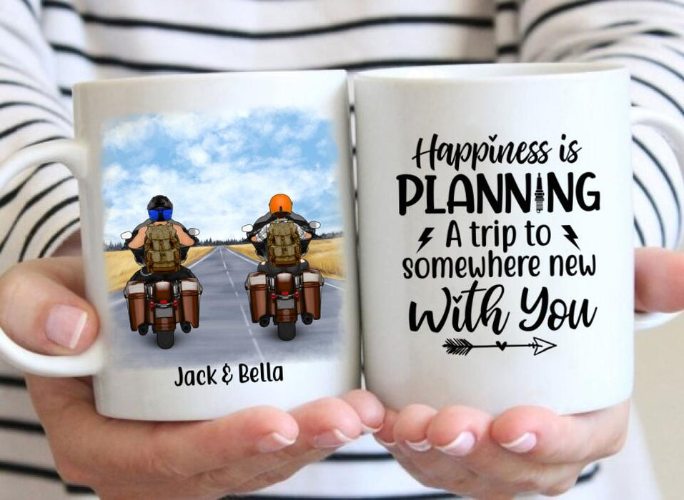 Personalized Mug, Travelling By Motorcycle Partners, Motorcycle Touring, Gift for Motorcycle and Travelling Lovers