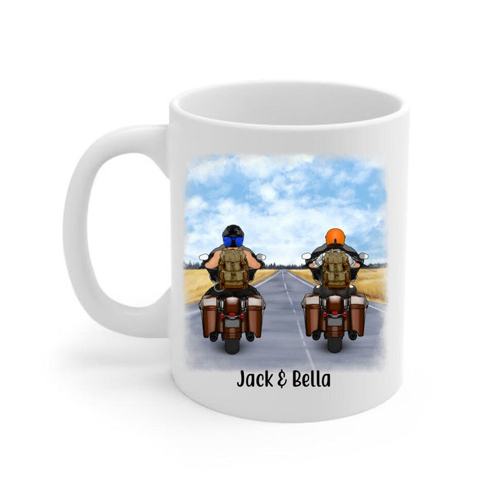 Personalized Mug, Travelling By Motorcycle Partners, Motorcycle Touring, Gift for Motorcycle and Travelling Lovers