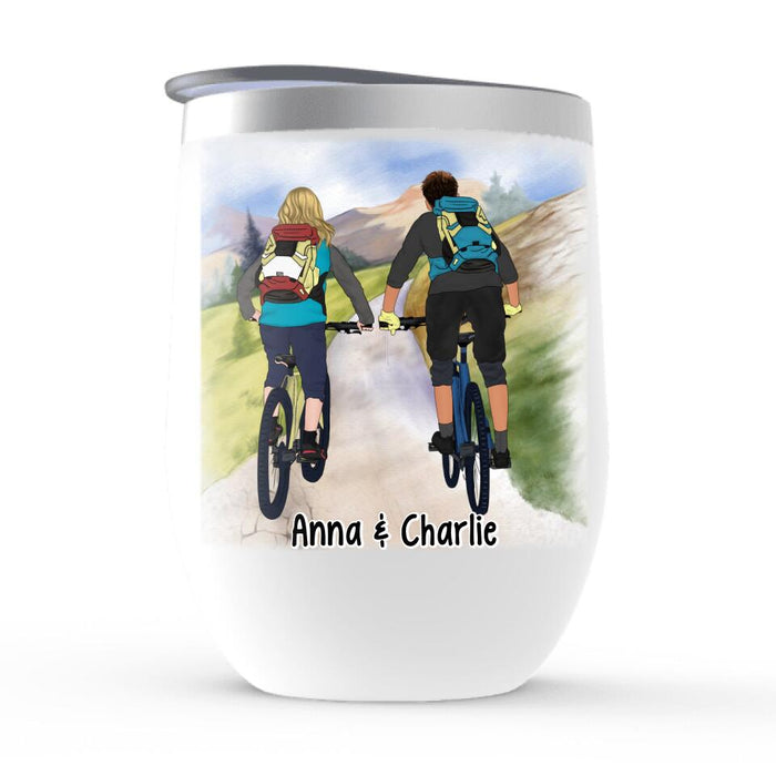 Mountain Biking Partners - Personalized Wine Tumbler For Couples, Friends, Mountain Biking