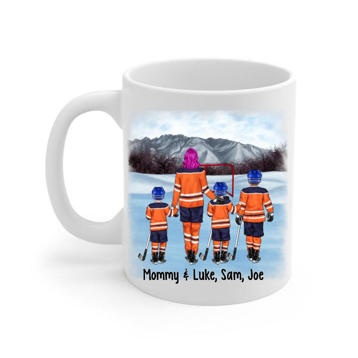 Up To 3 Sons Mother Of Boys - Personalized Mug For Her, Mom, Hockey