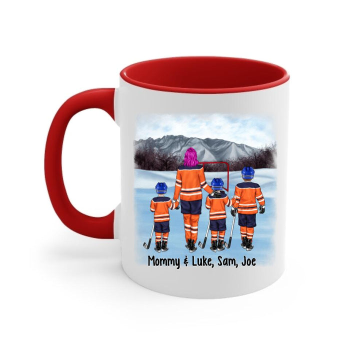 Up To 3 Sons Mother Of Boys - Personalized Mug For Her, Mom, Hockey