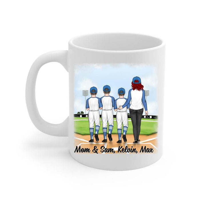 Up To 3 Sons Blessed With Boys - Personalized Mug For Her, Mom, Baseball