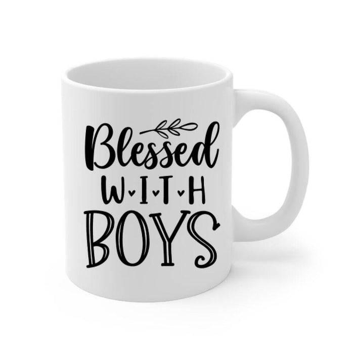 Up To 3 Sons Blessed With Boys - Personalized Mug For Her, Mom, Baseball