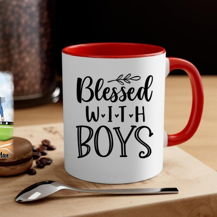 Up To 3 Sons Blessed With Boys - Personalized Mug For Her, Mom, Baseball