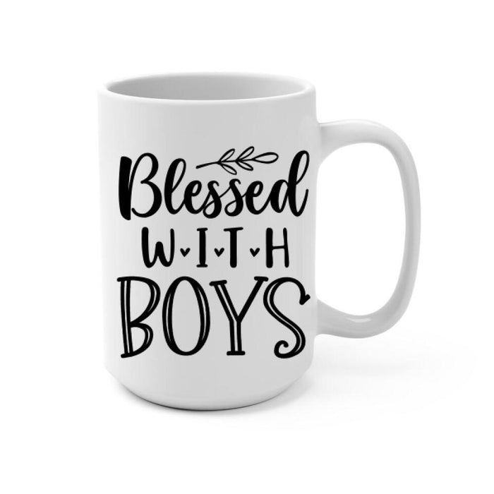 Up To 3 Sons Blessed With Boys - Personalized Mug For Her, Mom, Baseball