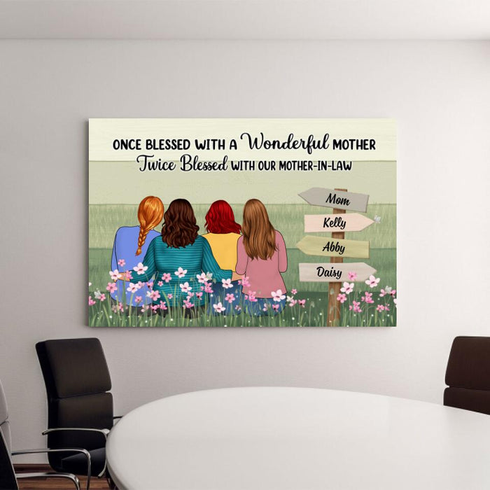 Twice Blessed With Our Mother-in-law - Personalized Canvas For Mother-in-law, For Her, Mother's Day