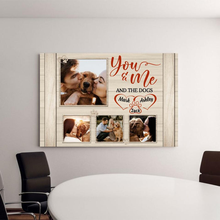 You & Me And The Dog - Personalized Canvas For Couples, Dog Lovers