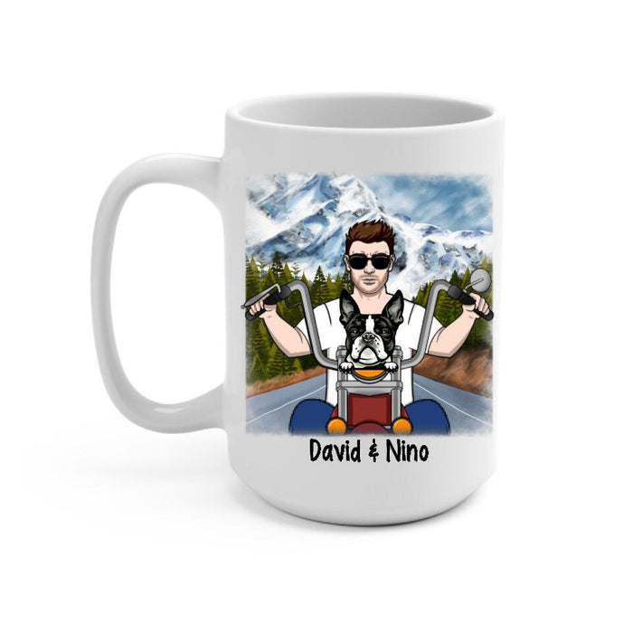 Dog Solves Most Of My Problems Riding Solves The Rest - Personalized Mug For Him, Dog Lovers, Motorcycle Lovers