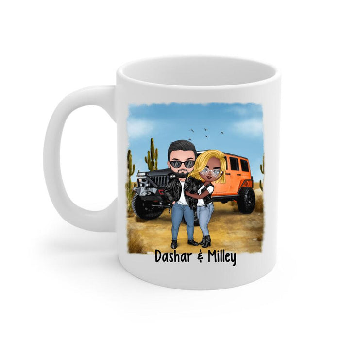 Off-Road Couple Hugging, Driving Together - Personalized Mug For Car Lovers, Off-Road