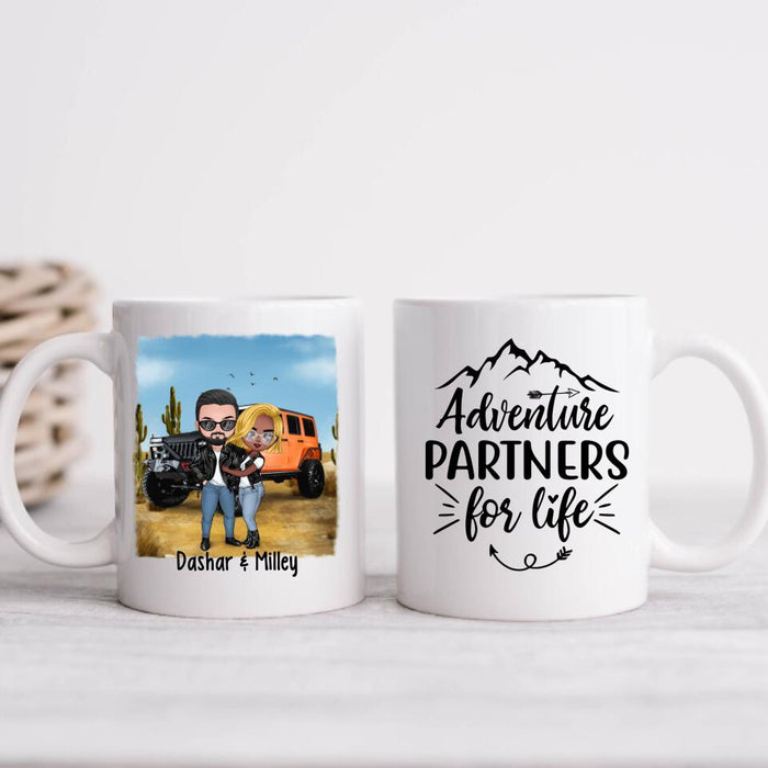 Off-Road Couple Hugging, Driving Together - Personalized Mug For Car Lovers, Off-Road