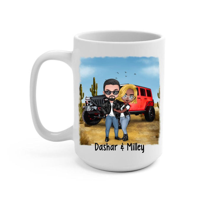 Off-Road Couple Hugging, Driving Together - Personalized Mug For Car Lovers, Off-Road