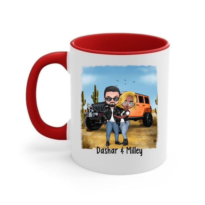 Off-Road Couple Hugging, Driving Together - Personalized Mug For Car Lovers, Off-Road