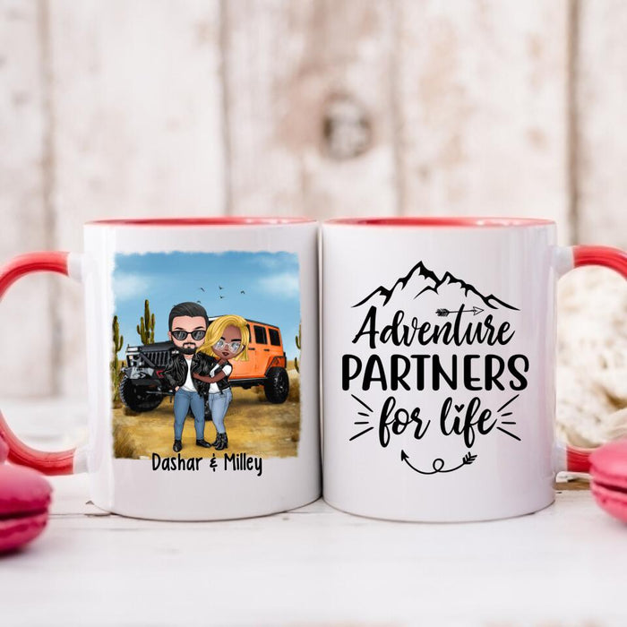 Off-Road Couple Hugging, Driving Together - Personalized Mug For Car Lovers, Off-Road