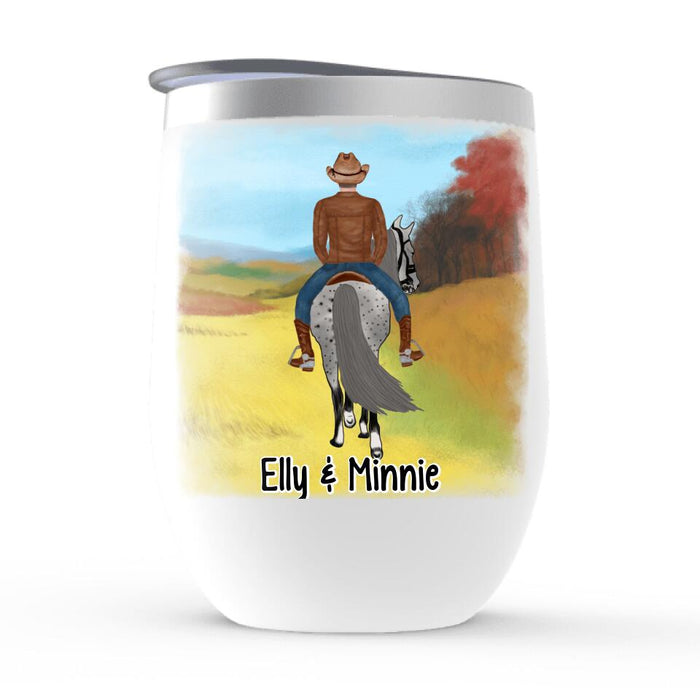 La Vie Est Faite D'obstacles J'm'en Fous J'ai Mon Cheval - Personalized Wine Tumbler For Him, Her, Horse Lovers